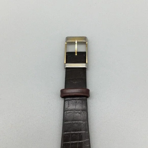 Vintage Waltham Mens Watch 34mm Self Winding Date Brown Leather Incabloc 17J